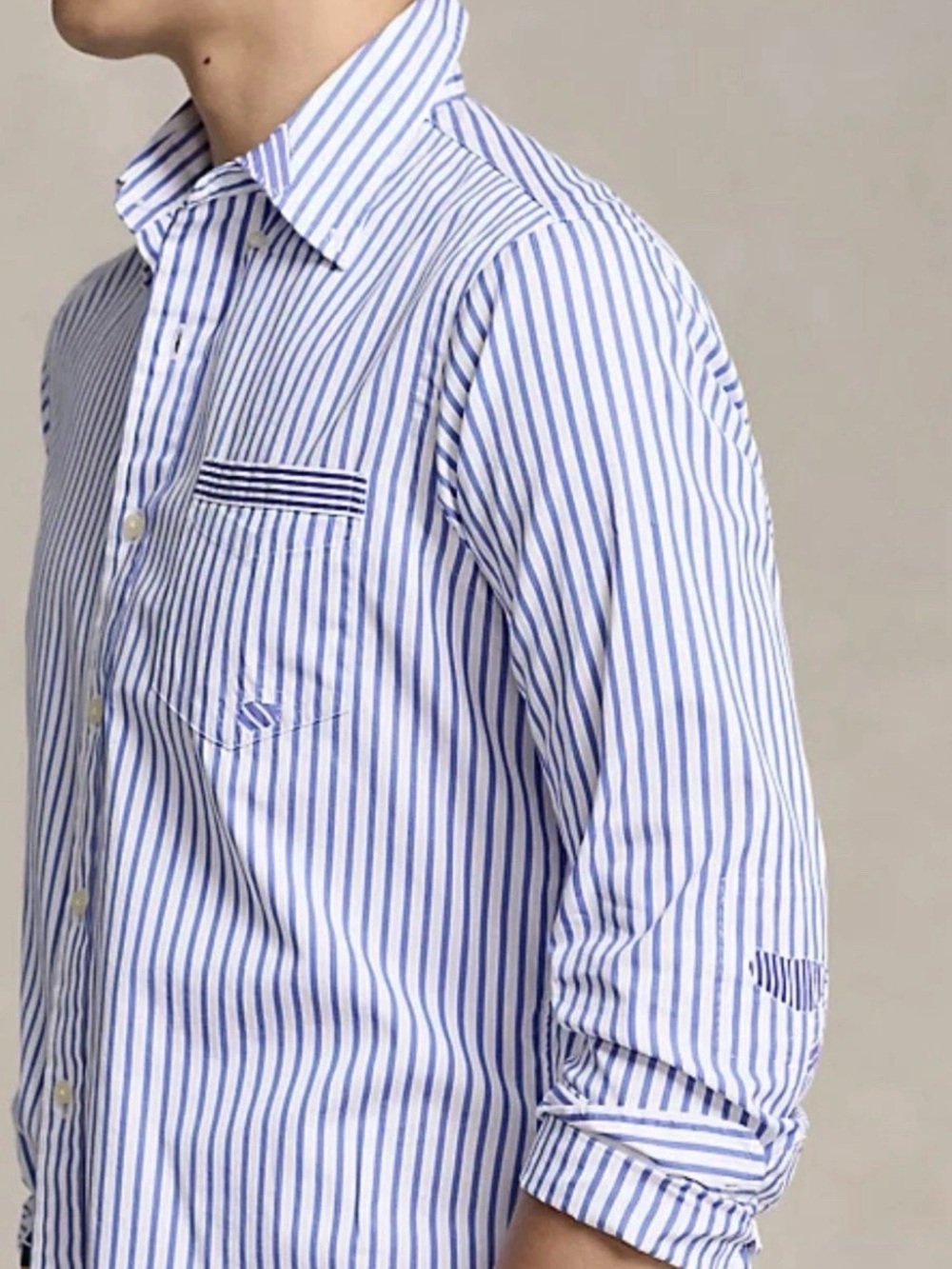 Ralph Lauren Blue/White Striped Button-Down Classic Fit Cotton Shirt XL $198 - Picture 2 of 6